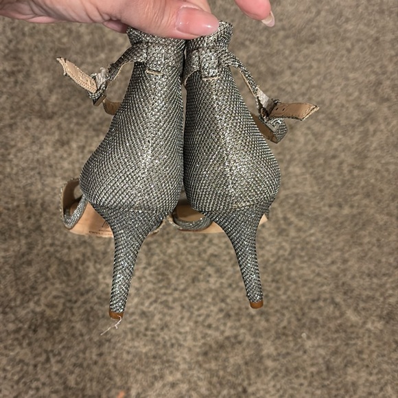 Vince Camuto Silver Stiletto Heels with Ankle Strap - Picture 2 of 5
